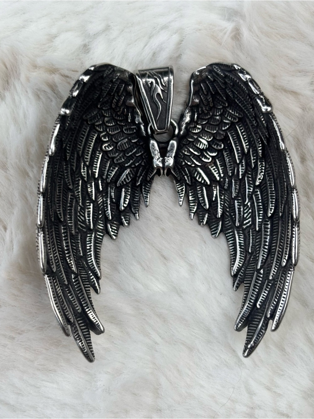 925 Sterling Silver Angel Wings Pendant Perfect Condition Heavy 2 Inch X 2 Inch - Picture 2 of 5
